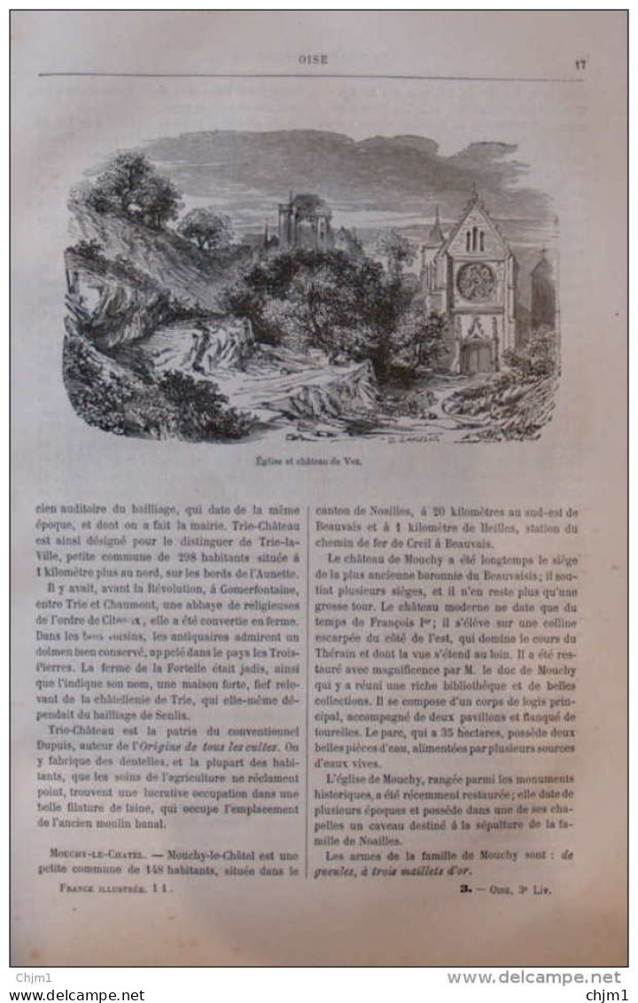 église Et Château De Vez - Page Original 1882 - Documents Historiques