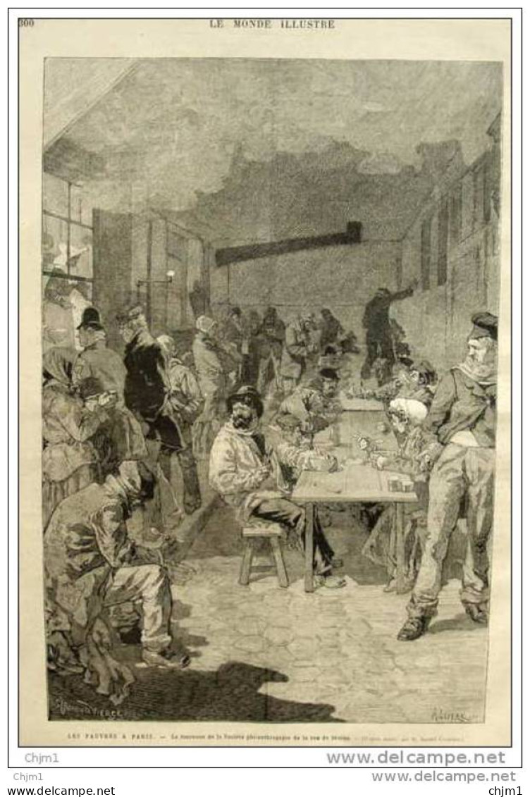 Les Pauvres à Paris - Le Fourneau De La Société Philantropique De La Rue De Sèvres -  Page Original 1882 - Documents Historiques