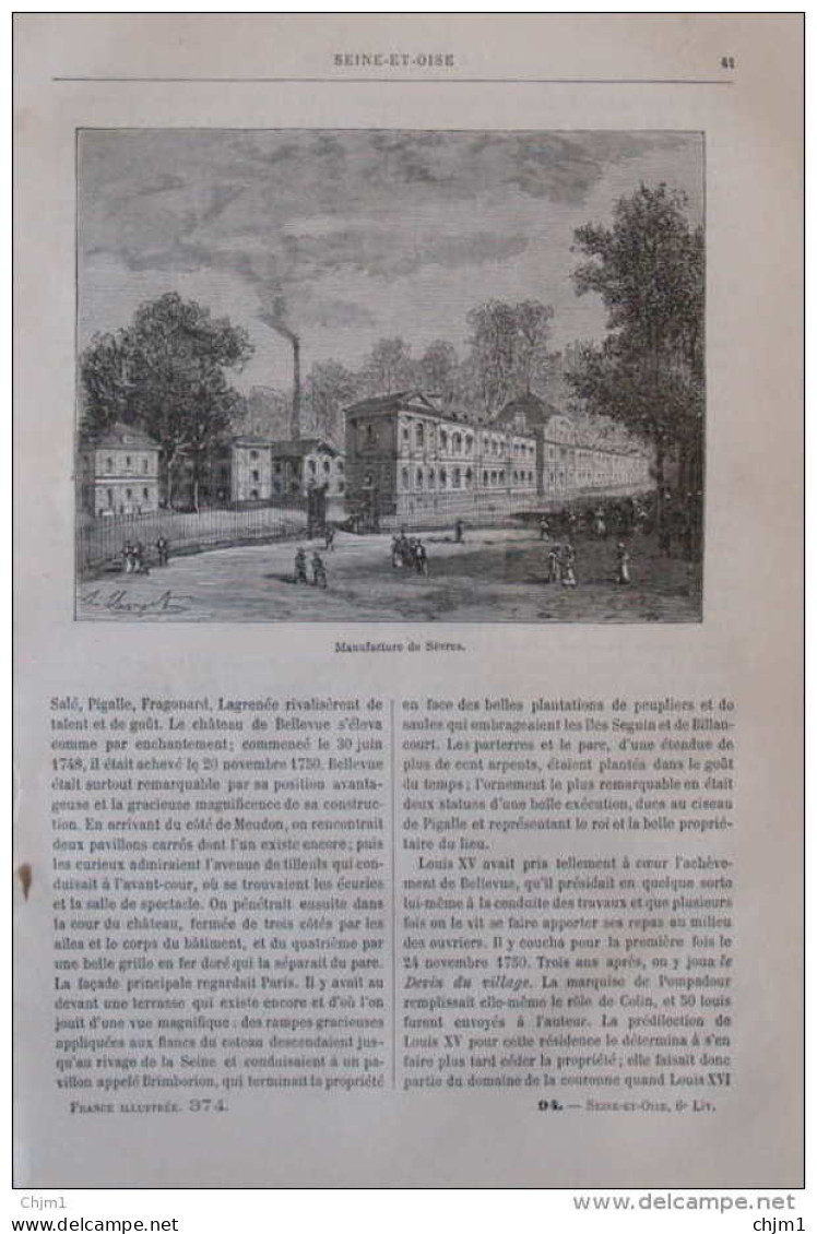 Manufacture De Sèvres - Page Original 1882 - Documents Historiques