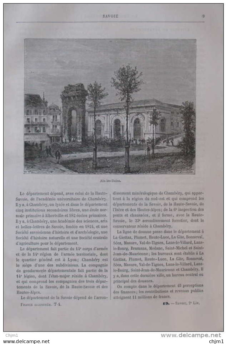 Aix-les-Bains - Page Original 1882 - Documents Historiques
