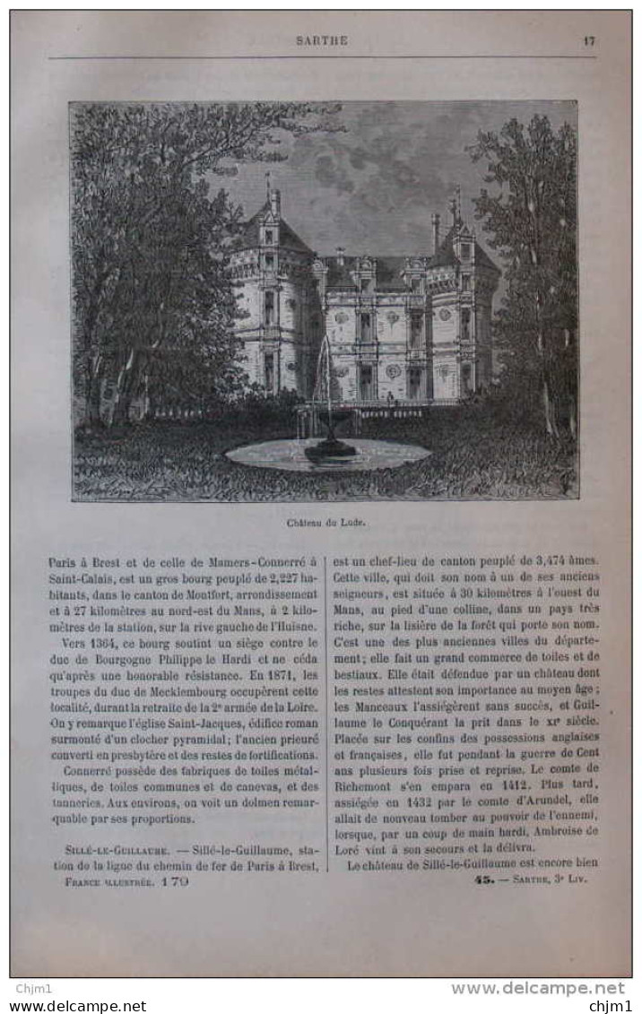 Château Du Lude - Page Original 1882 - Documents Historiques
