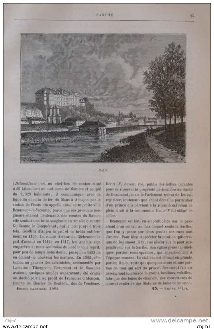 Sablé - Page Original 1882 - Documents Historiques