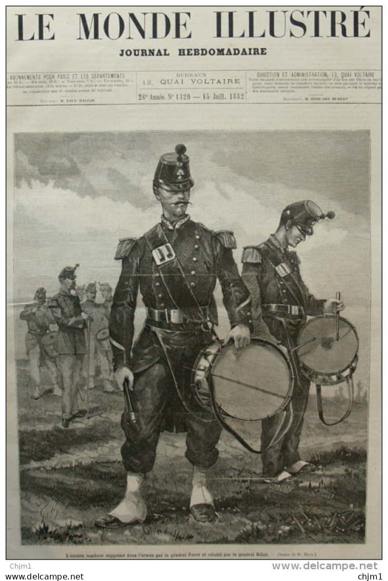 L'ancien Tambour Supprimé Dans L'armée Par Le Général Farre  - Page Original 1882 - Documents Historiques