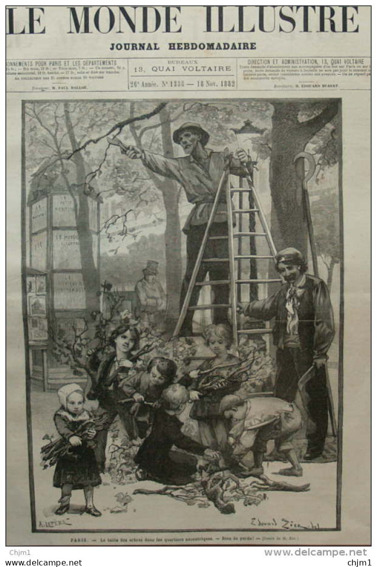Paris - La Taille Des Arbres Dans Les Quartiers Excentriques  Rien De Perdu  - Page Original 1882 - Documents Historiques