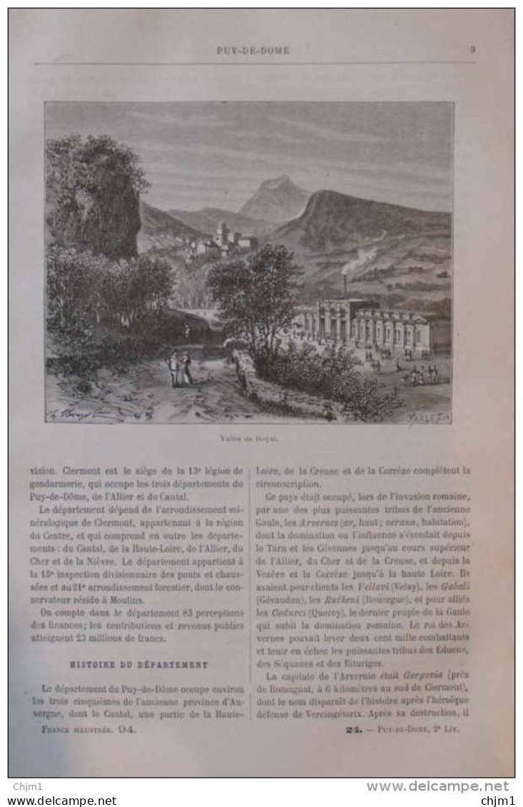 Vallée De Royat - Page Original 1882 - Documents Historiques