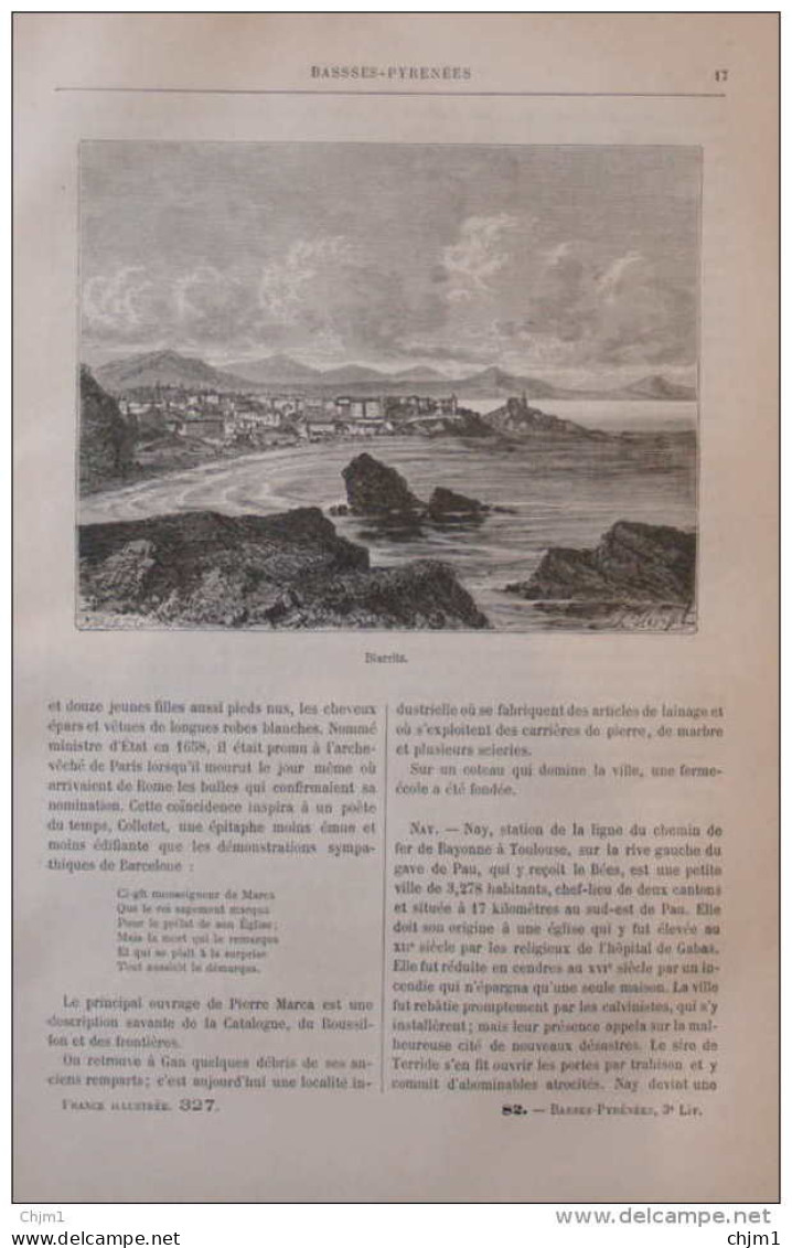 Biarritz - Page Original 1882 - Historische Dokumente