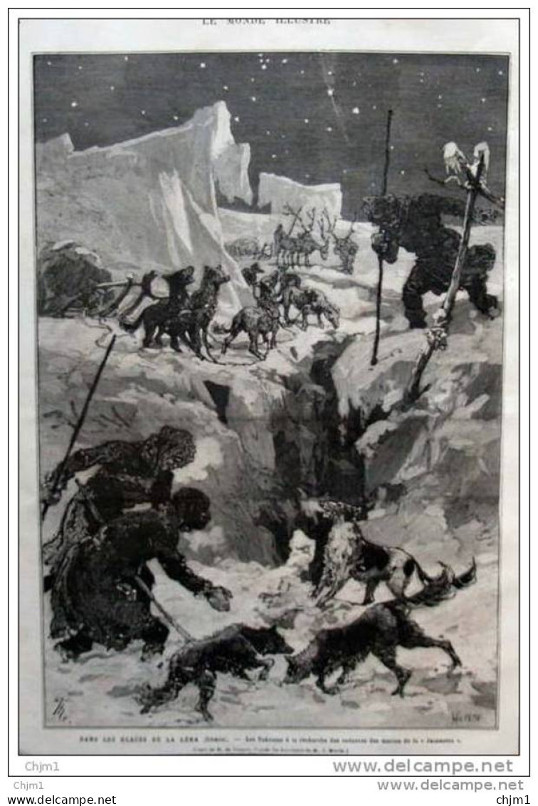 Sibérie - Les Yakoutes à La Recherche Des Cadavres Des Marins De La "Jeannette" - Page Original 1882 - Historische Dokumente