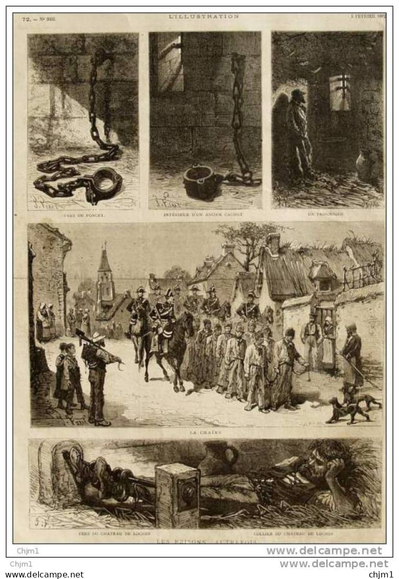 Prisons Autrefois - Fers De Poncet - Fers Du Chateau De Loches - Ehemalige Gefängnisse - Alter Druck Von 1882 - Documentos Históricos