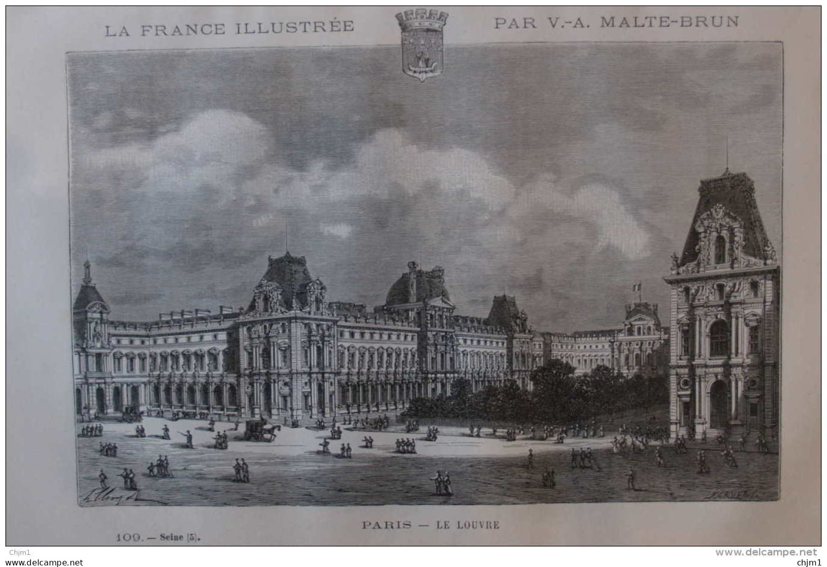 Paris - Le Louvre - Page Original 1882 - Historical Documents