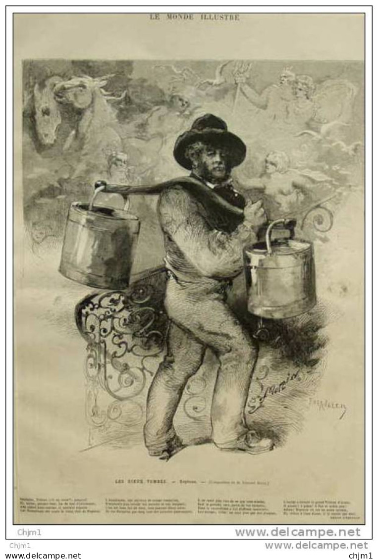 Les Dieux Tombés - Neptune - Par Edmond Morin - Page Original 1882 - Historical Documents