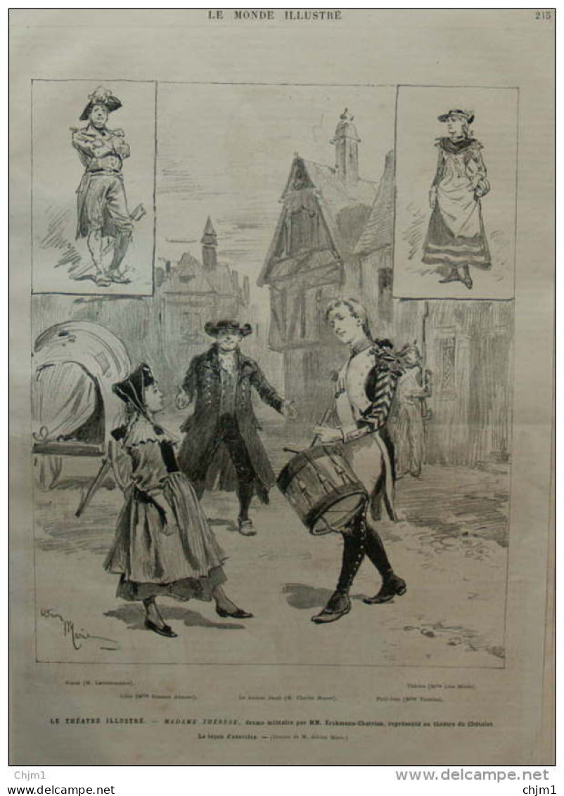 Le Théâtre Illustré "Madame Thérése", Drame Militaire Par MM. Erckmann - Chatrian -  Page Original 1882 - Historische Dokumente