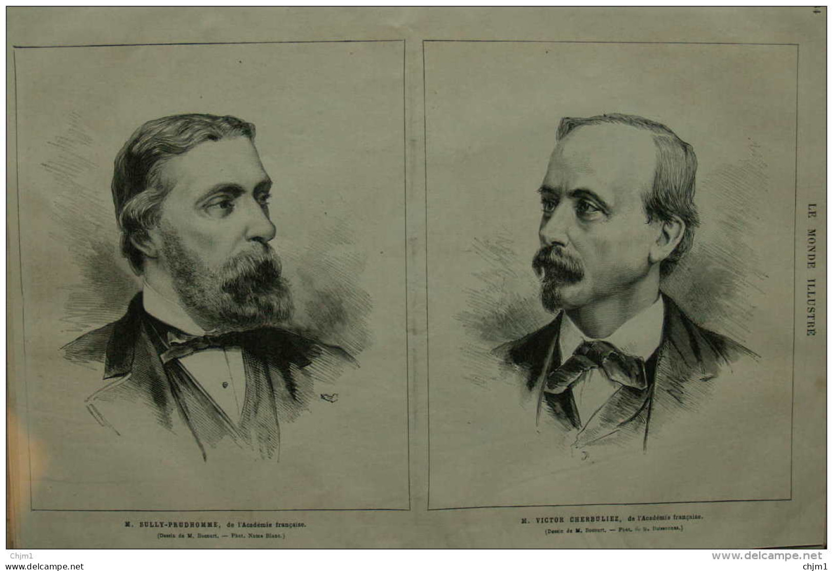M. Sully-Prudhomme - Victor Cherbuliez -  Page Original - 1882 - Historische Dokumente