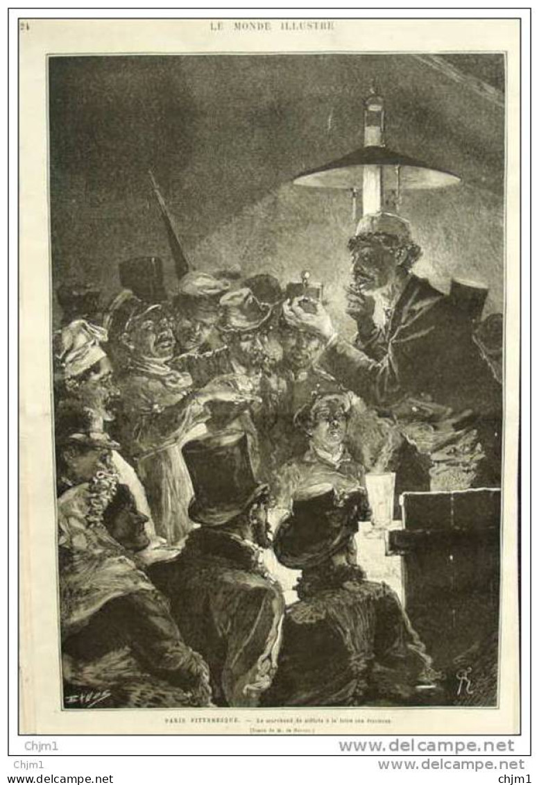 Paris Pittoresque - Le Marchand De Sifflets à La Foire Aux étrennes -  Page Original - 1882 - Historische Dokumente