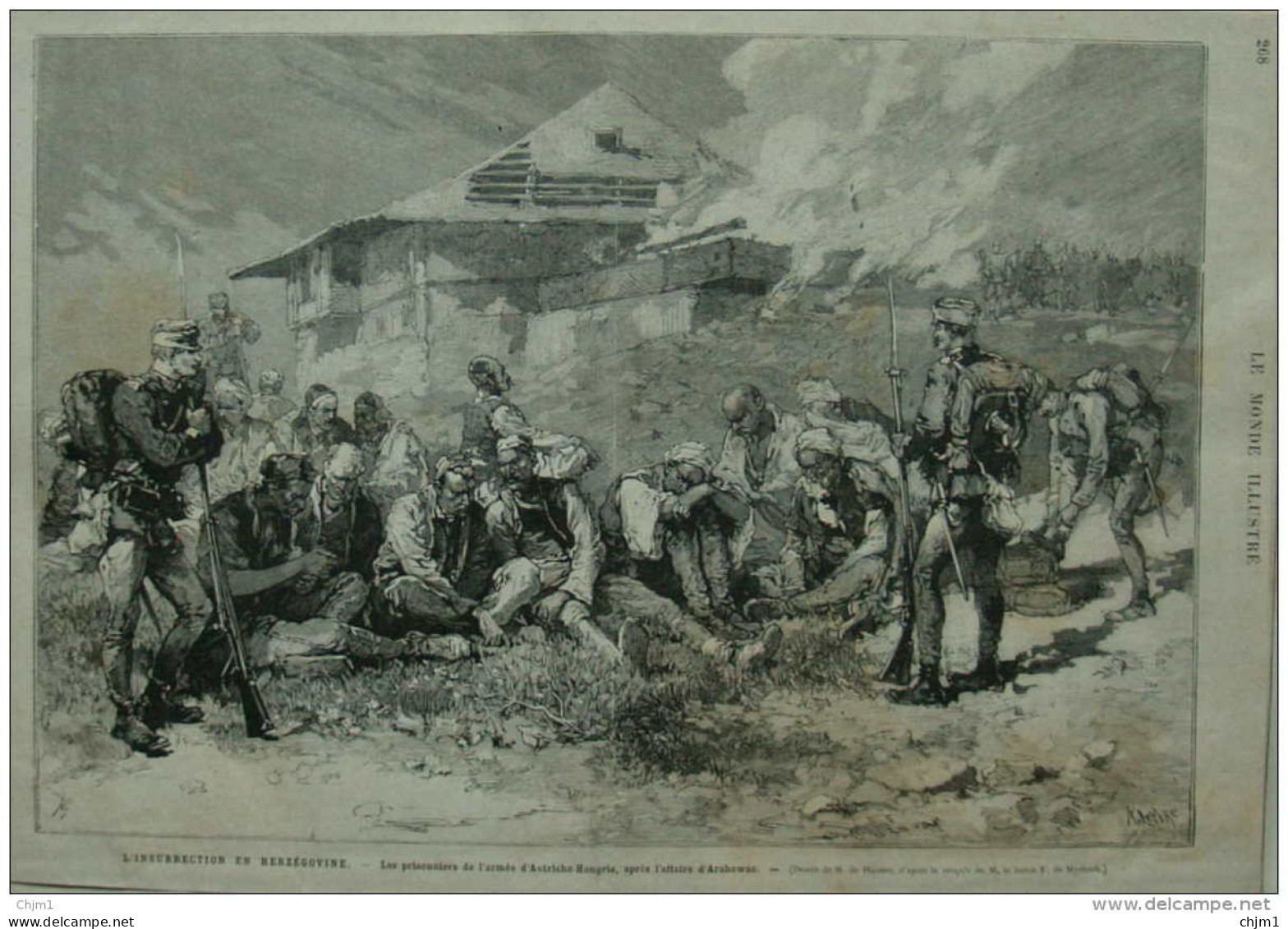 L'insurrection En Herzégovine - Prisonnieres De L'armée Autriche-Hongrie Après L'affaire D'Arahowac-  Page Original 1882 - Documentos Históricos