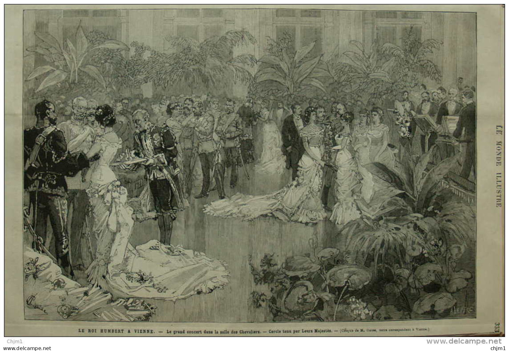Le Roi Humbert à Vienne - Le Grand Concert Dans La Salle Des Chevaliers -  Page Original - 1882 - Documents Historiques