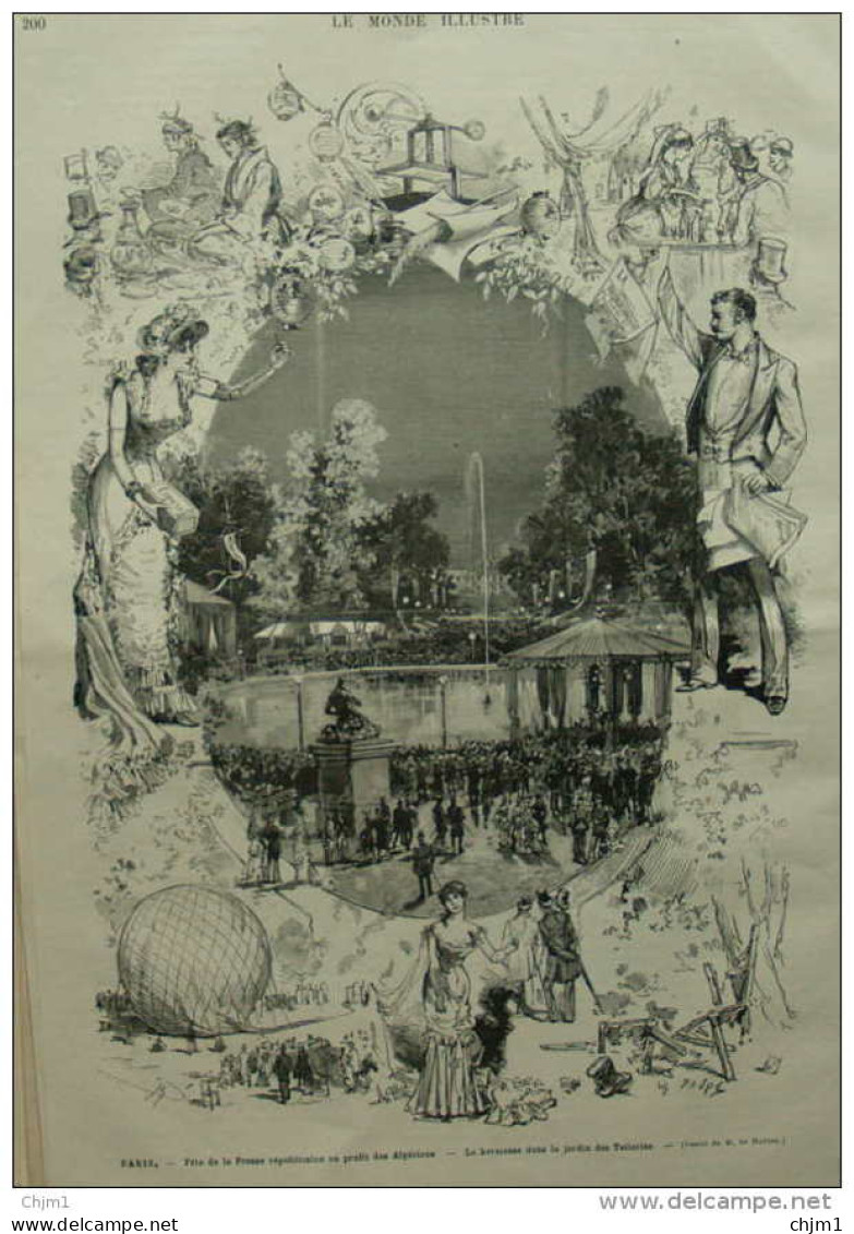 Paris - Fête De La Presse Républicaine Au Profit Des Algériens - La Kermesse -  Page Original - 1882 - Documents Historiques