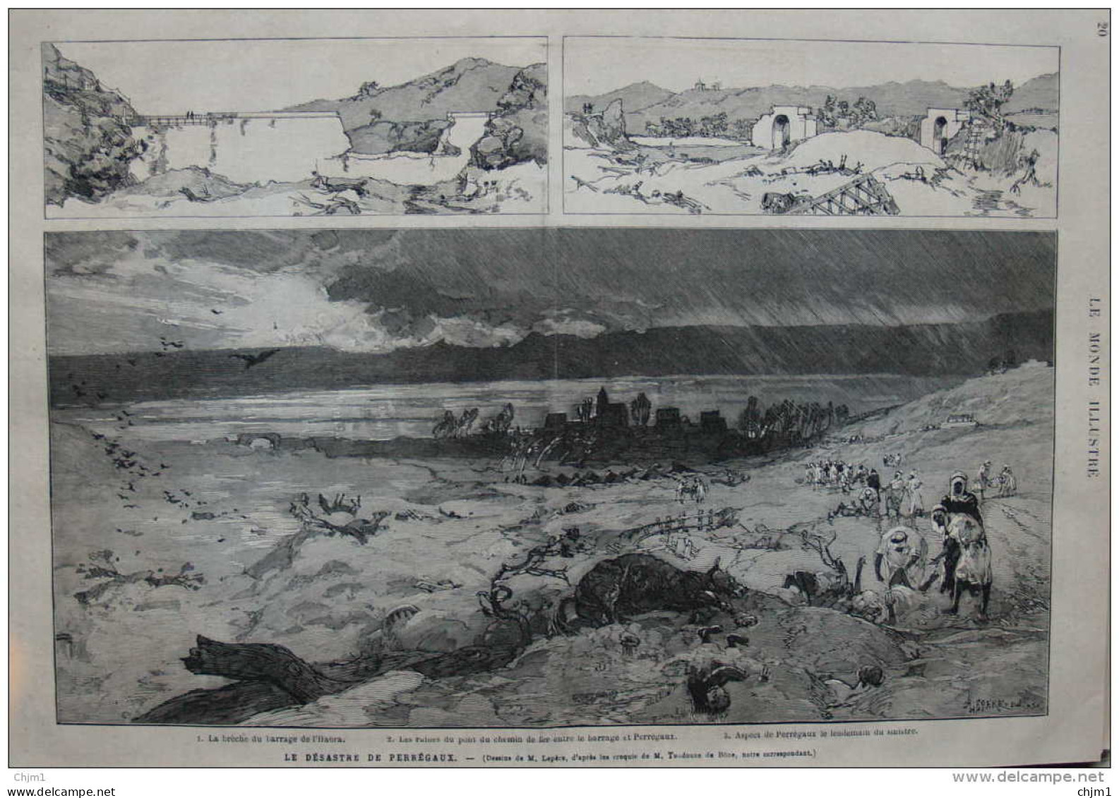 Le Désastre De Perrégaux - Aspect De Perrégaux Le Lendemain Du Sinistre -  Page Original - 1882 - Documents Historiques