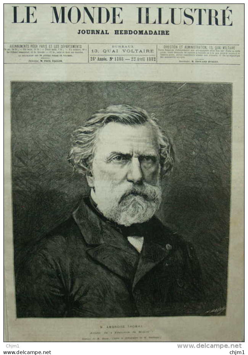M. Ambroise Thomas -  Page Original - 1882 - Documents Historiques