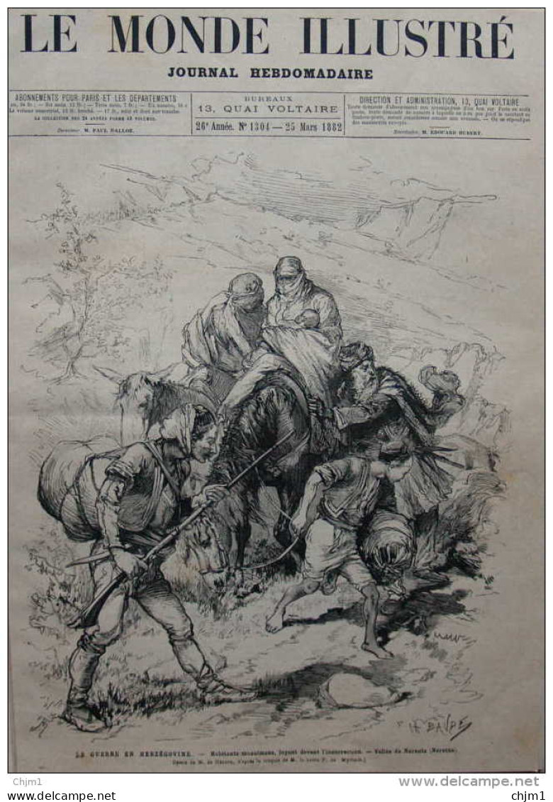 La Guerre En Herzégovine - Vallée De Narenta (Neretna) - Herzegowina -  Page Original - 1882 - Documents Historiques