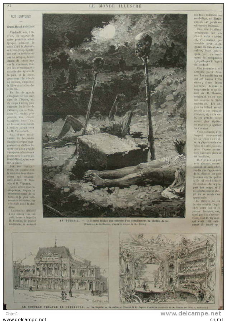 Le Nouveau Théâtre De Cherbourg - La Facade - La Salle - Page Original 1882 - Documents Historiques