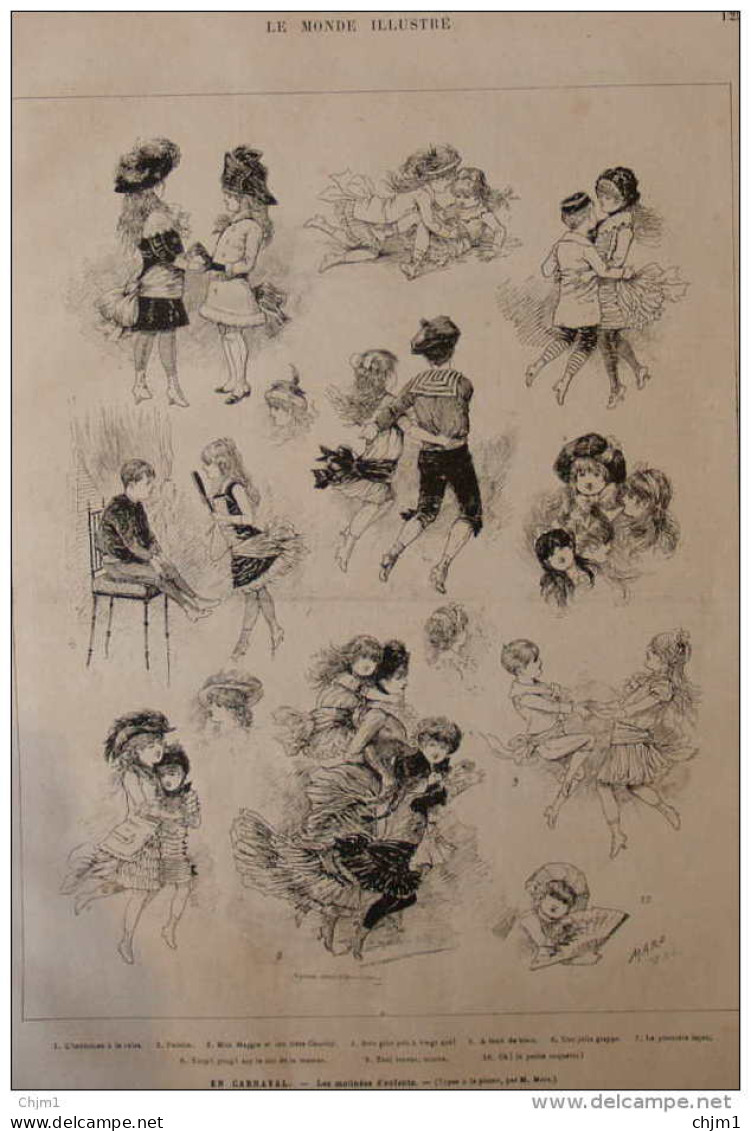 En Carnaval - Les Matinées D'Enfants - Page Original 1882 - Documents Historiques