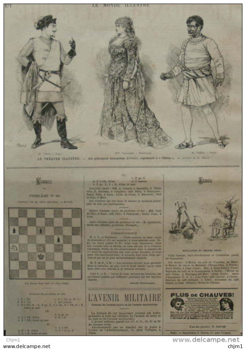 Le Théâtre Illustre - Les Interprêtes D'Othello - M. Taillade , Othello - Mlle Teissandier, Desdemona Page Original 1882 - Documents Historiques