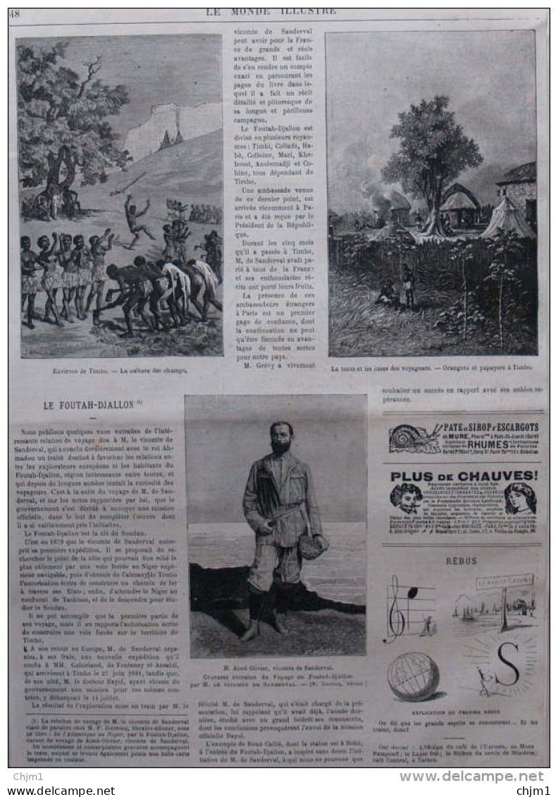 Le Foutah-Djallon, Voyage De M. Aimé-Olivier, Vicomte De Sanderval - Environs De Timbo - Page Original 1882 - 1 - Documents Historiques