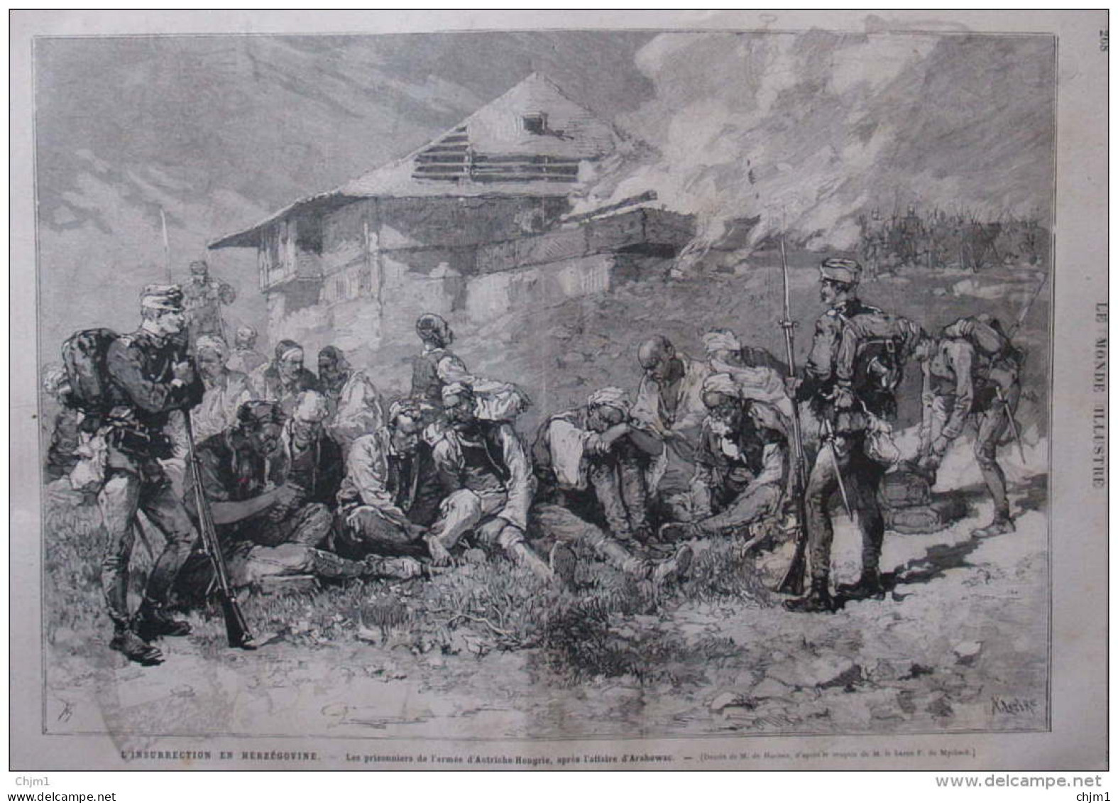 L'insurrection En Herzegovine - Les Prisonniers De L'armée D'Autriche-Hongrie - Page Original 1882 - Documents Historiques