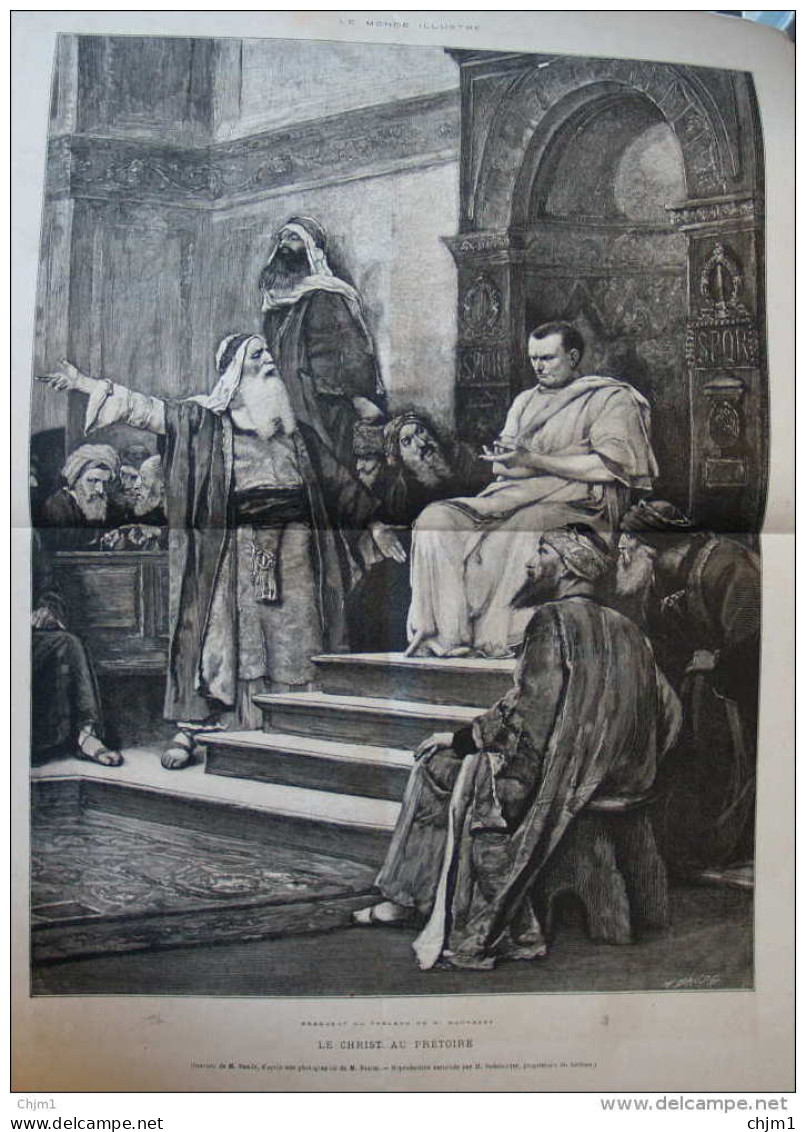 Le Christ Au Prétoire, Fragment Du Tableau De M. Munkacsy - Page Double Original 1882 - Documents Historiques