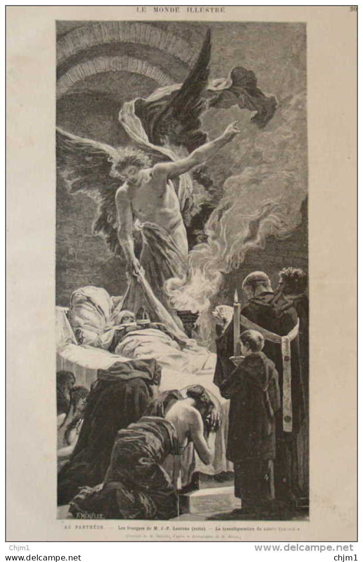 Au Panthéon, Les Fresques De M. J.P. Laurens - La Transfiguration De Sainte Geneviève - Page Original -  1882 - Documents Historiques