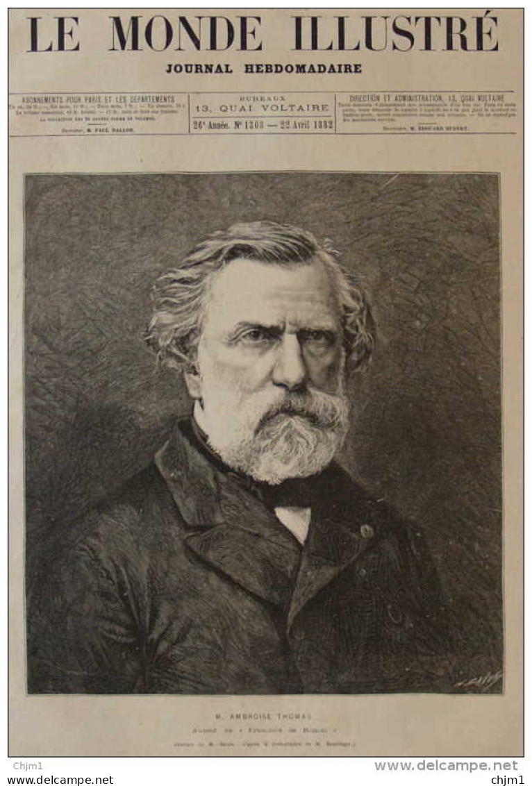 M. Ambroise Thomas, Auteur De "Francoise De Rimini" - Page Original -  1882 - Documents Historiques