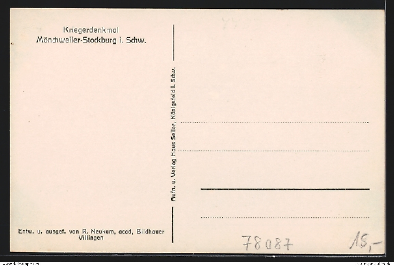 AK Mönchweiler-Stockburg I. Schw., Das Kriegerdenkmal Mit Blumenkränzen Geschmückt  - Autres & Non Classés