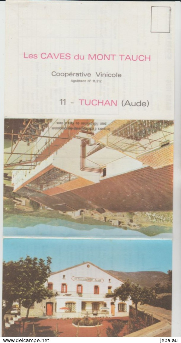 Dépliant 4 Volets " Les Caves Du Mont Tauch / Tuchan (Aude) 1976 " - Publicités