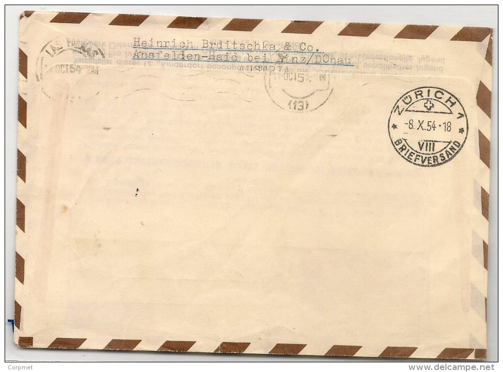 AEROPHILATELIE -1954 AUTRICHE  ENVELOPPE ENTIER POSTAL Par BALLONPOST From RADEGUND To LAS PALMAS - SPAIN Via ZURICH - Per Palloni