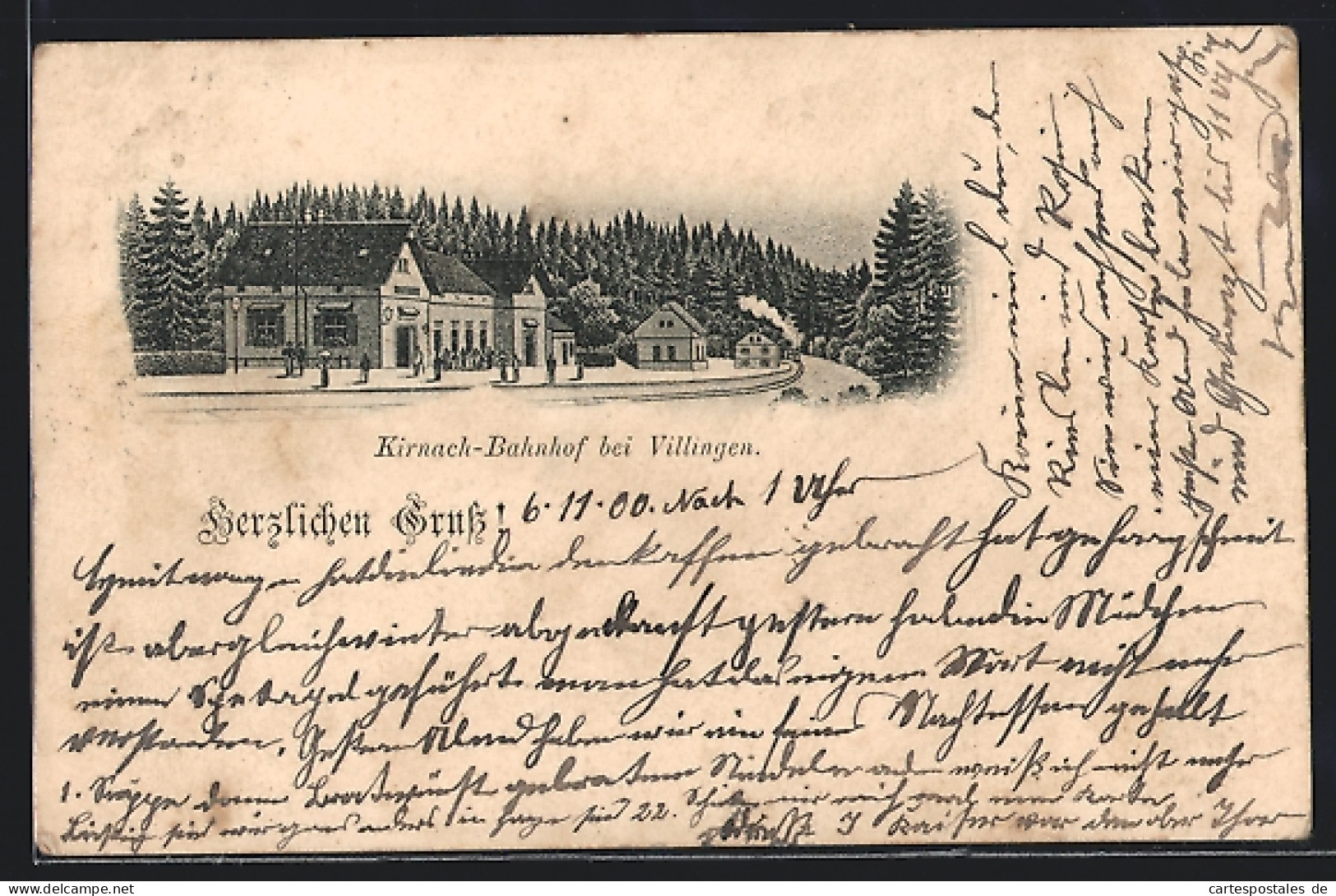 Lithographie Kirnach Bei Villingen, Bahnhof  - Other & Unclassified