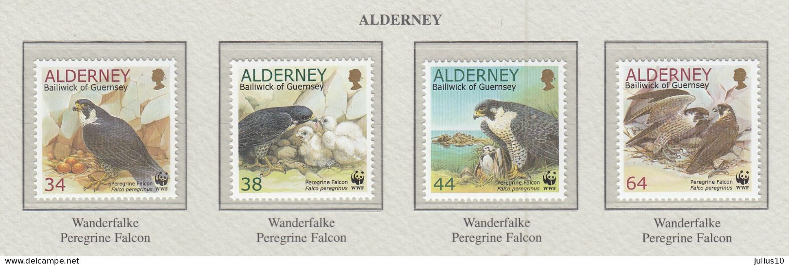 ALDERNEY 2000 WWF Birds Falcon Mi 147-150 MNH(**) Fauna 613 - Arends & Roofvogels
