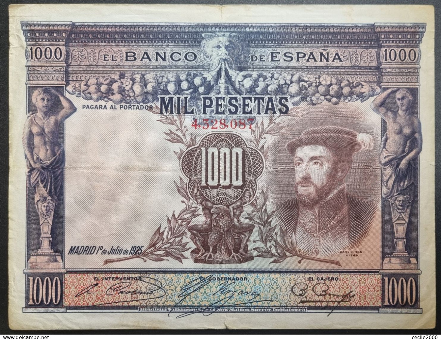 SPAIN BANKNOTE 1000 PESETAS 1925 VF+ BILLETE ESPAÑA MBC+  *COMPRAS MULTIPLES CONSULTAR* - 1000 Pesetas