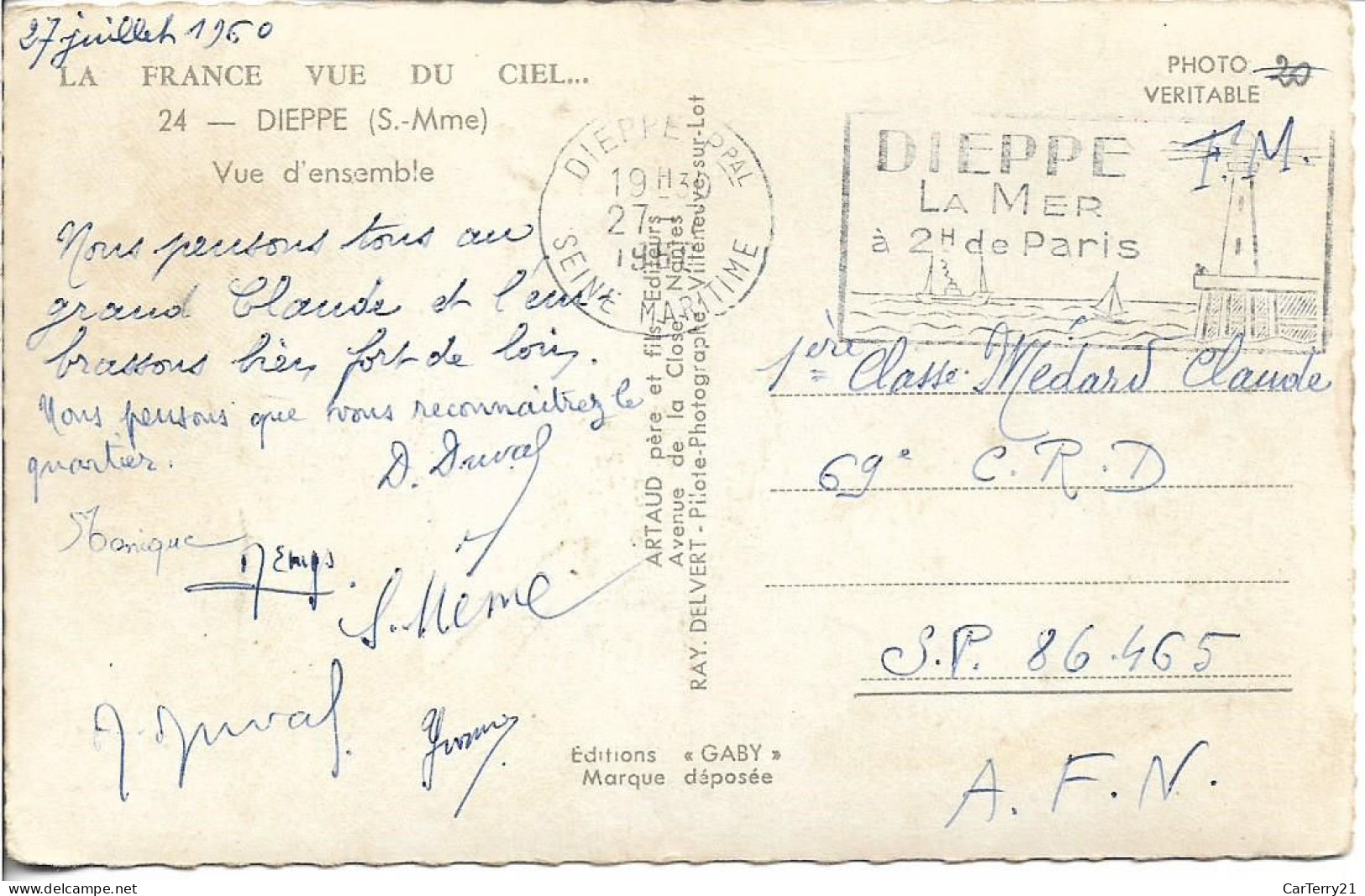 76. DIEPPE. VUE  AERIENNE D'ENSEMBLE.  1960. - Dieppe