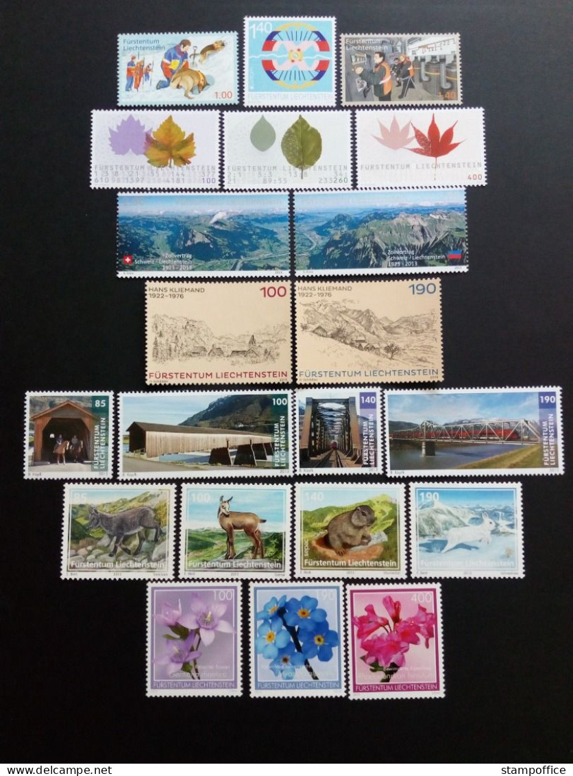 LIECHTENSTEIN JAHRGANG 2013 POSTFRISCH(MINT) MI-NR. 1661-1699 BLOCK 24 UND KLEINBOGEN 1700 - Full Years