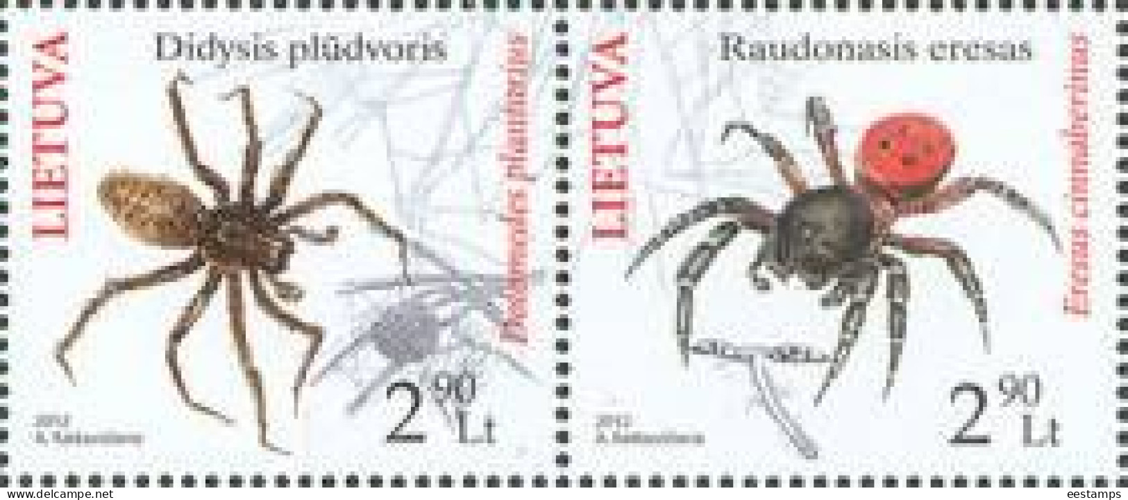 Lithuania 2012 . Fauna. Spiders. Pair Of 2v. Michel # 1100-01 - Litauen