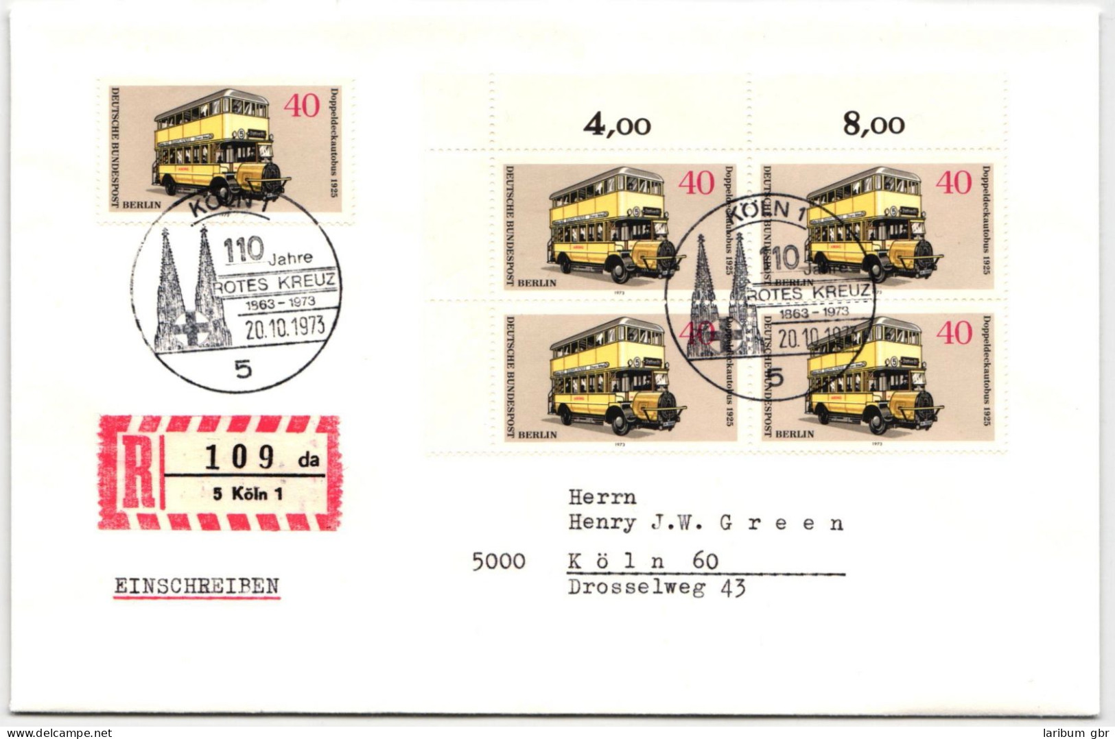Berlin 450 Auf Brief Als Mischfrankatur Mit 4er Block Vom Eckrand #NG269 - Autres & Non Classés