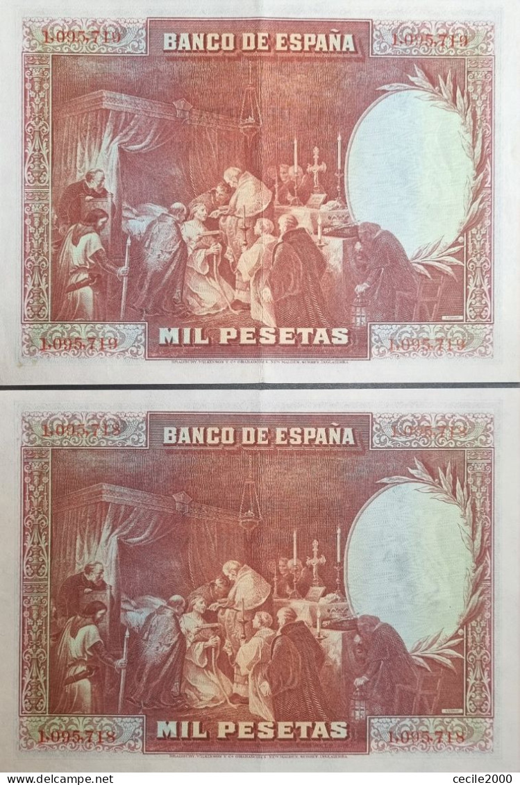 SEQUENTIAL NUMBER SPAIN BANKNOTE 1000 PESETAS 1928 AUNC BILLETE ESPAÑA PAREJA EBC+  *COMPRAS MULTIPLES CONSULTAR* - 1000 Pesetas