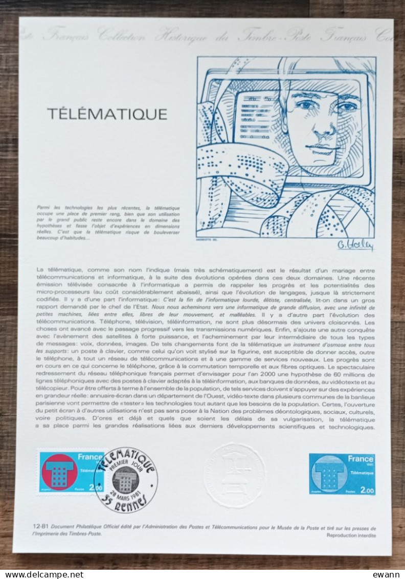 COLLECTION HISTORIQUE DU TIMBRE - YT N°2130 - TELEMATIQUE - 1981 - 1980-1989