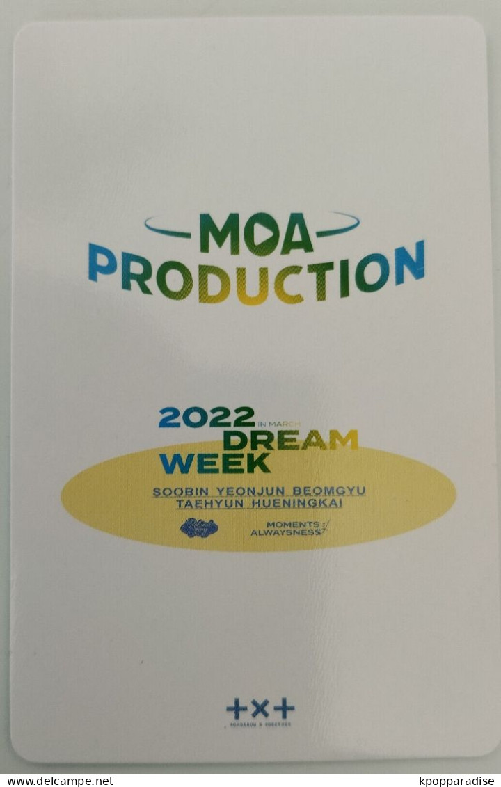 Photocard K POP au choix TXT  2022 Dream week  Moa production  Yeonjun
