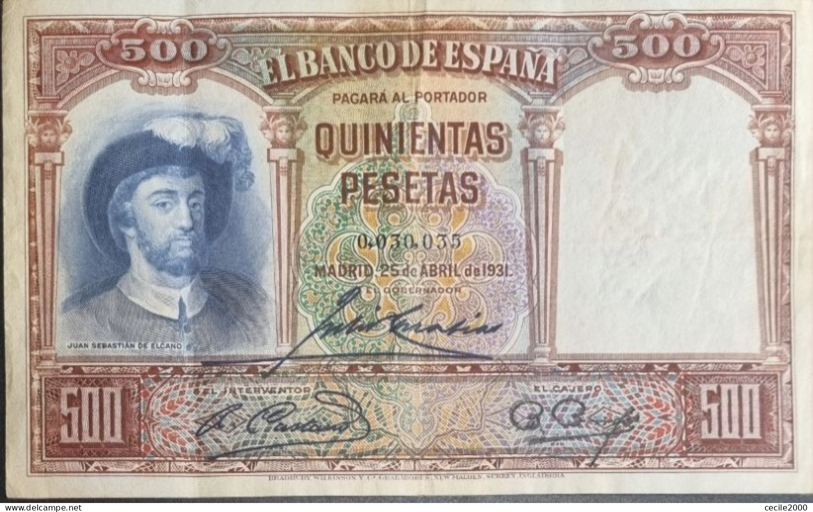 LOW NUMBER SPAIN BANKNOTE 500 PESETAS 1931 VF+ BILLETE ESPAÑA MBC  *COMPRAS MULTIPLES CONSULTAR* - 500 Pesetas
