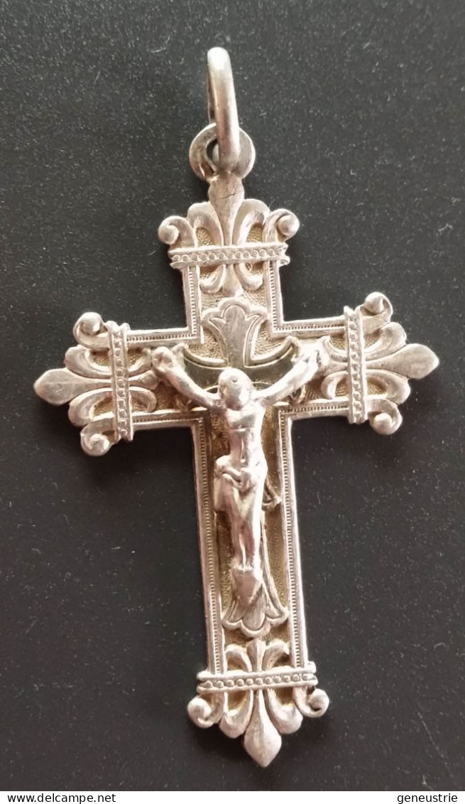 Pendentif Médaille Croix Religieuse Fin XIXe Argent 800 "Crucifix" Religious Medal - Religion & Esotericism
