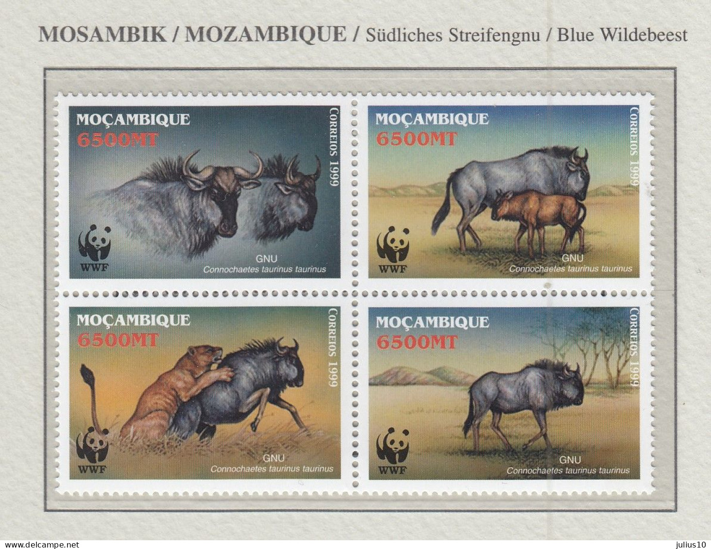 MOZAMBIQUE 2000 WWF Animals Antilope Lion Mi 1757-60 MNH(**) Fauna 617 - Unused Stamps