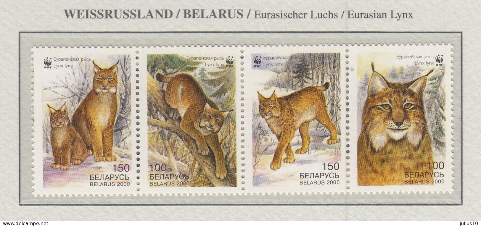 BELARUS2000 WWF Animals Lynx Mi 373-376 MNH(**) Fauna 618 - Félins