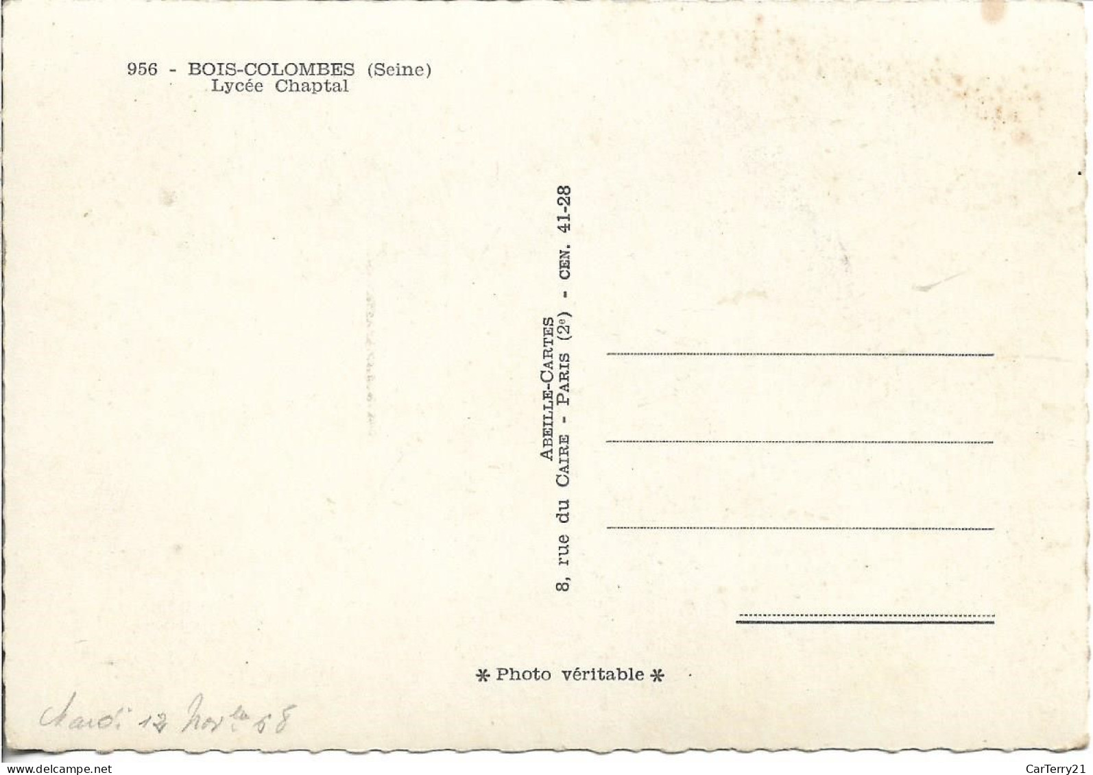 92. BOIS COLOMBES. LYCEE CHAPTAL. VOITURES ANCIENNES. 1968. - Other & Unclassified