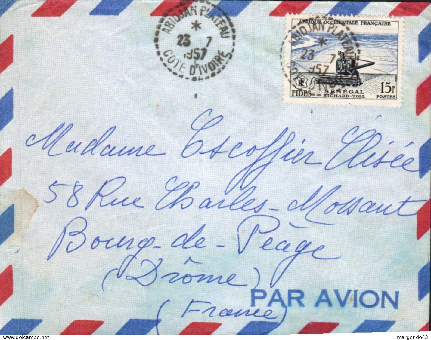 A O F SEUL SUR  LETTRE POUR LA FRANCE 1957 - Lettres & Documents